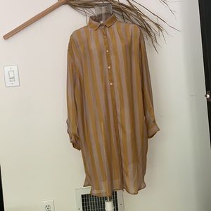 Striped silk button down tunic